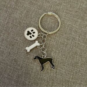 Great Dane Dog Black Enamel Keychain